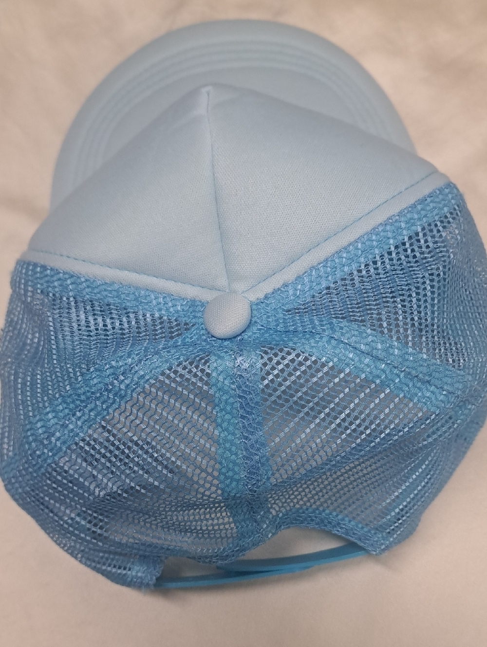 URBAN White and Blue Trucker Hat with Mushroom Patch - Picture 3 of 5